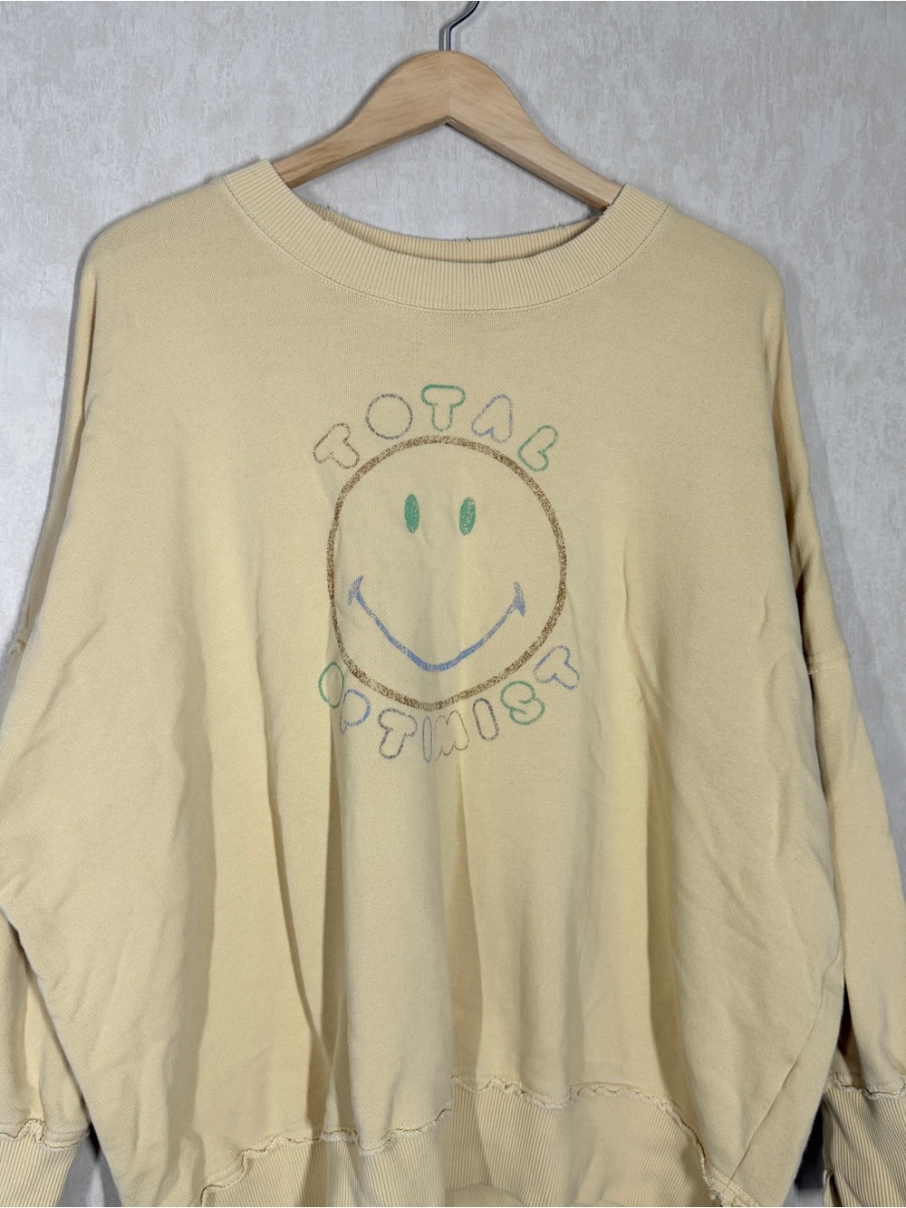 Aerie Women’s Crewneck Oversized Sweatshirt Total Optimist in Yellow M - Picture 4 of 12